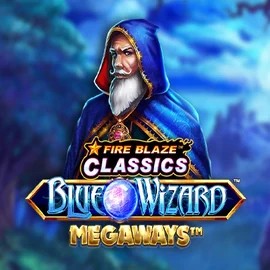 Logo of Fire Blaze Blue Wizard Megaways from Rarestone Gaming at SlotsGem Casino